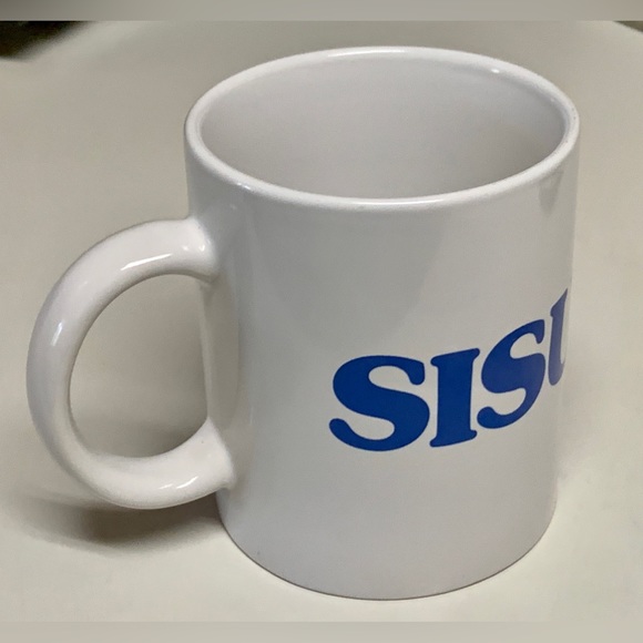 Vintage 1980s Finnish Flag Pride Double Sided SISU Yooper Ceramic Coffee Mug - Picture 2 of 16